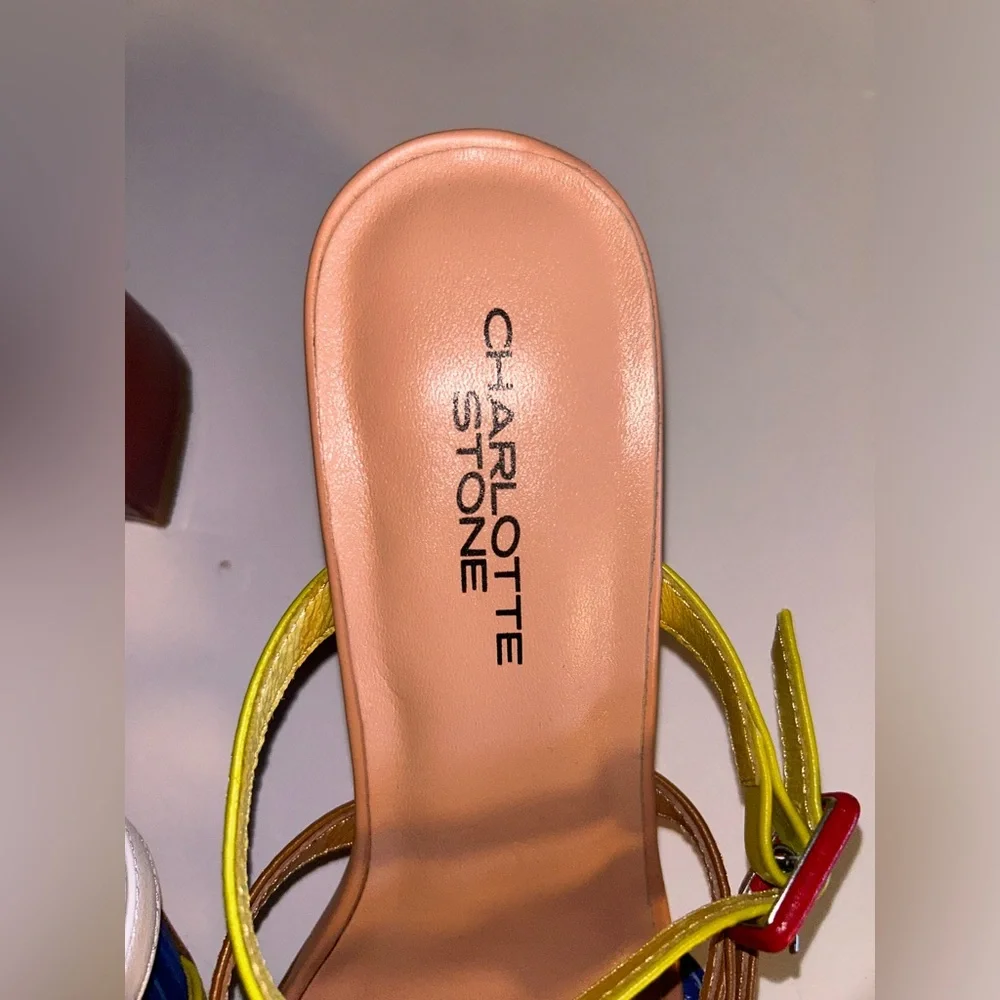 Charlotte Stone Mireille Sandal, Multicolor Mismatched Strappy Sandals, size 9 - Picture 5 of 13